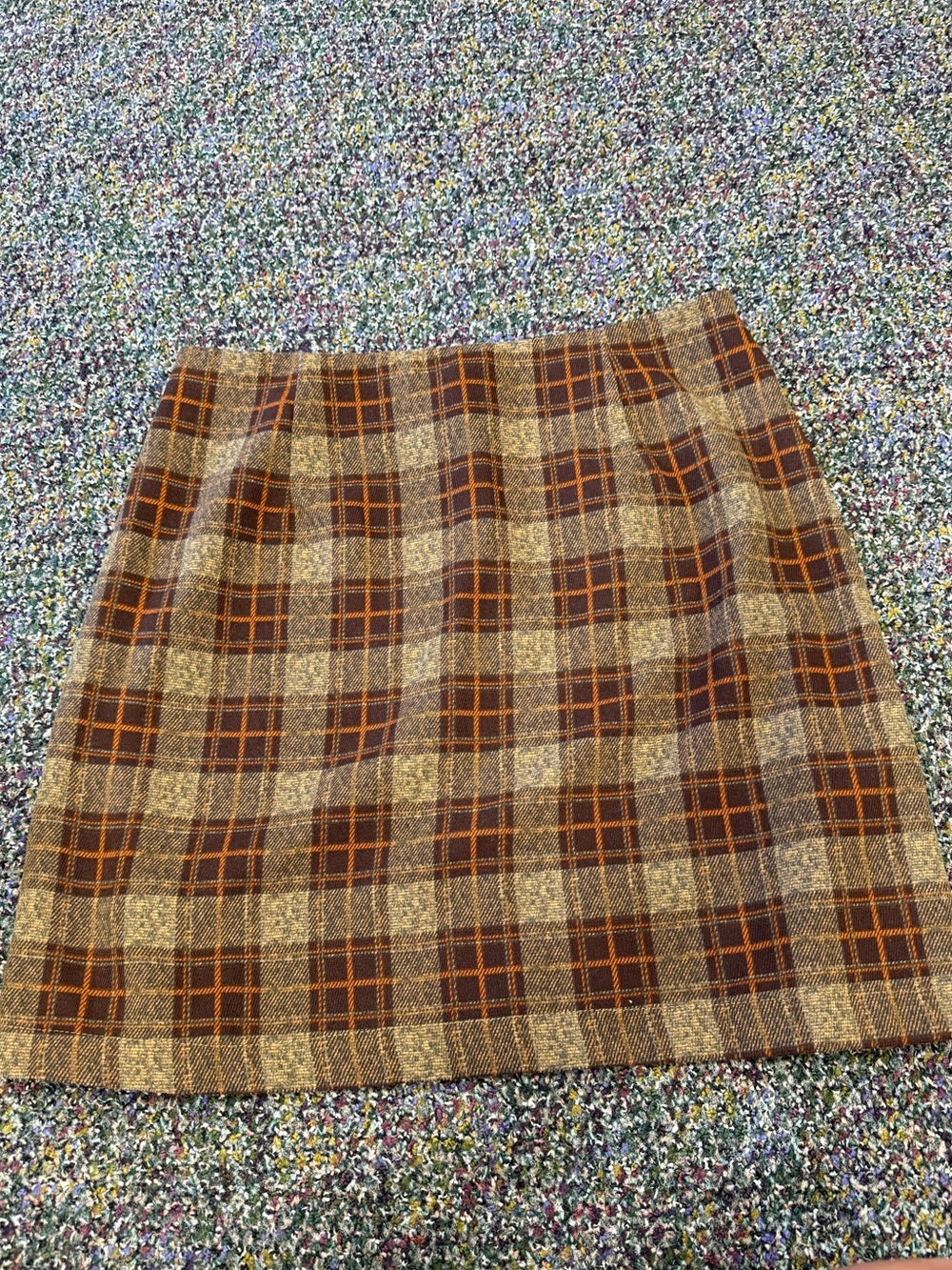 SHEIN Brown and Tan Plaid Mini Skirt